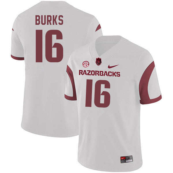 Men #16 Treylon Burks Arkansas Razorbacks College Football Jerseys Sale-White